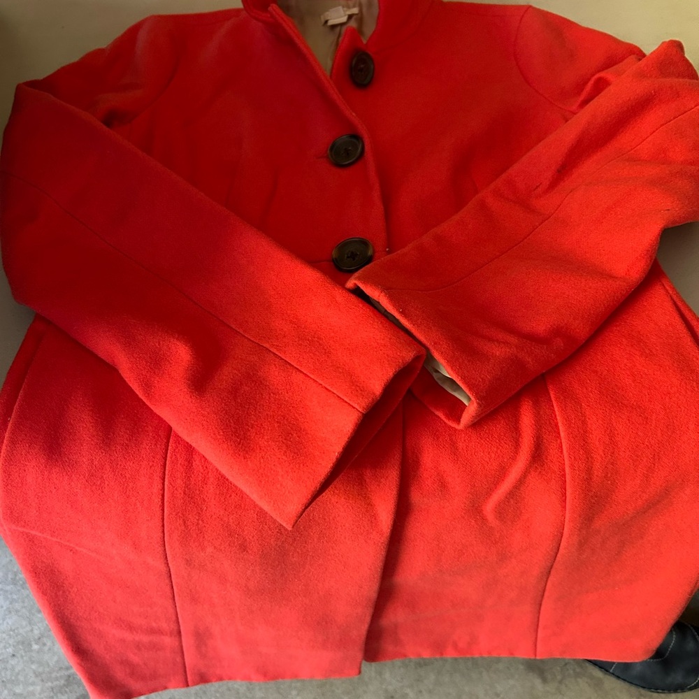 J. Crew Women's Vibrant Red Pea Coat